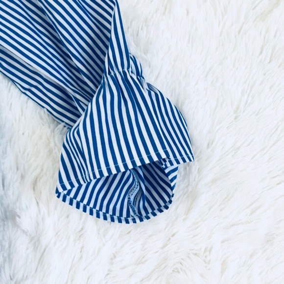 Tacera women blue &white off shoulder tunic dress - Picture 7 of 8